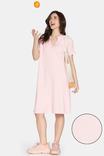 Buy Zivame 2 Mile Fashion Knit Cotton Loungewear Dress - Pink Dogwood